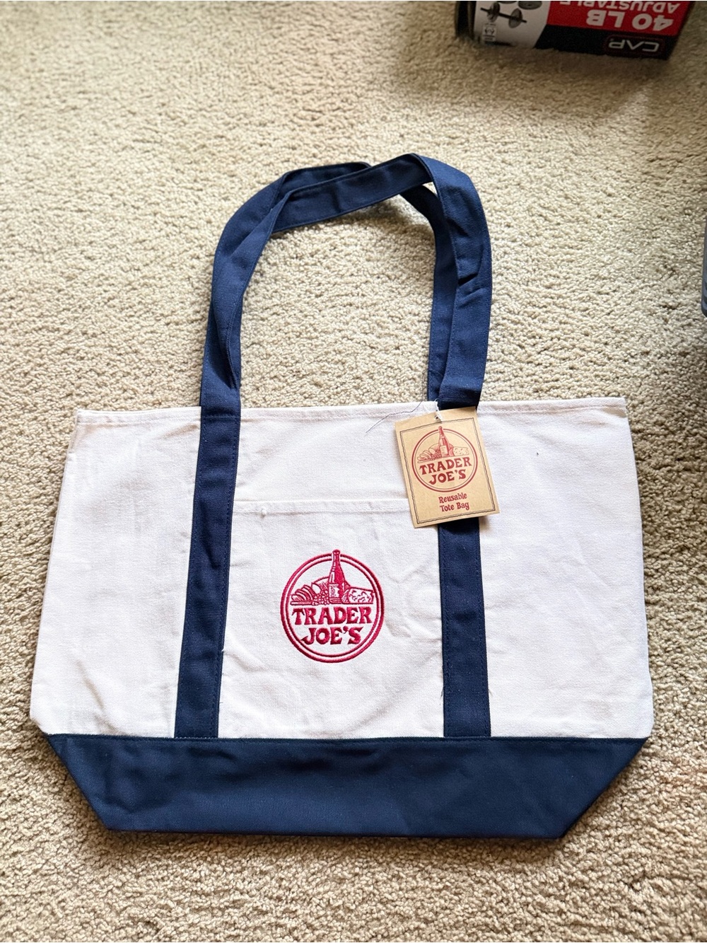 Navy Blue Traders Joe Canvas Tote Bag